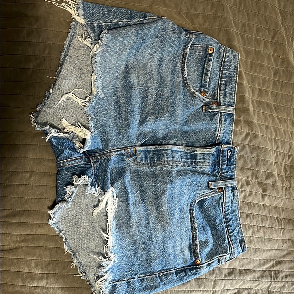 Levi's 501 Blue Distressed Jean Shorts